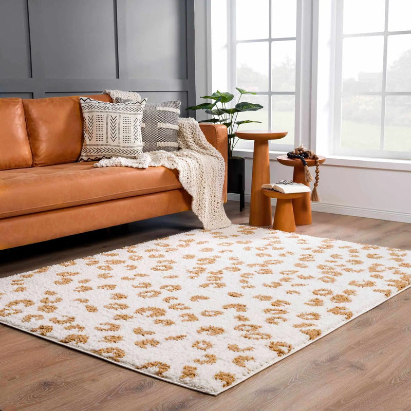Altin Leopard Print White Area Rug by Hauteloom