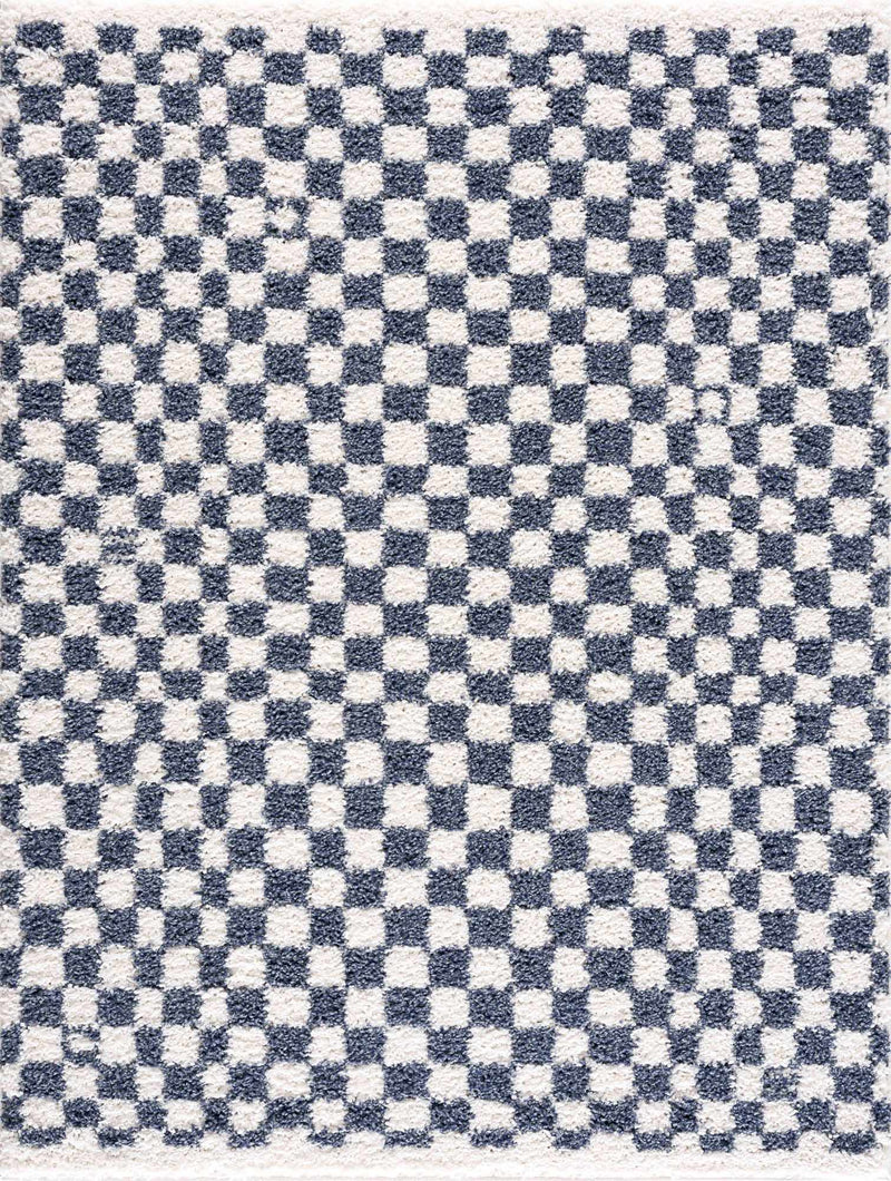 Kieu Blue & White Checkered Area Rug by Boutique Rugs