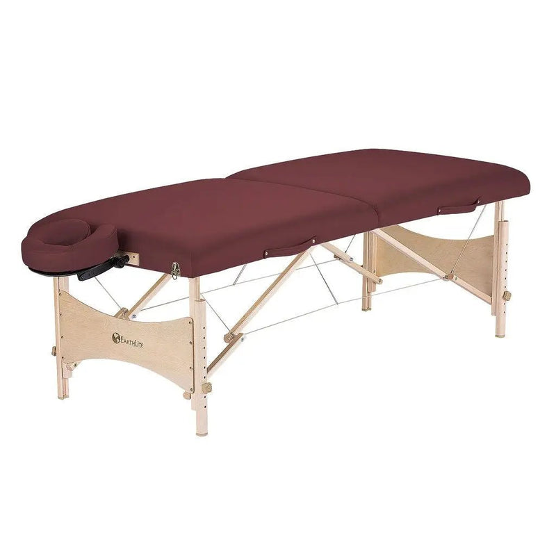 Burgundy Portable Massage Table with Adjustable Headrest and Carry Case by HomePacific