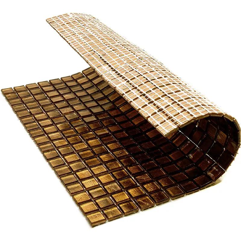 Goldenrod Brown 12x12 Glossy Uniform Square Glass Mosaic Tile (20 pack, 18.69 sq ft/case) by Apollo Tile