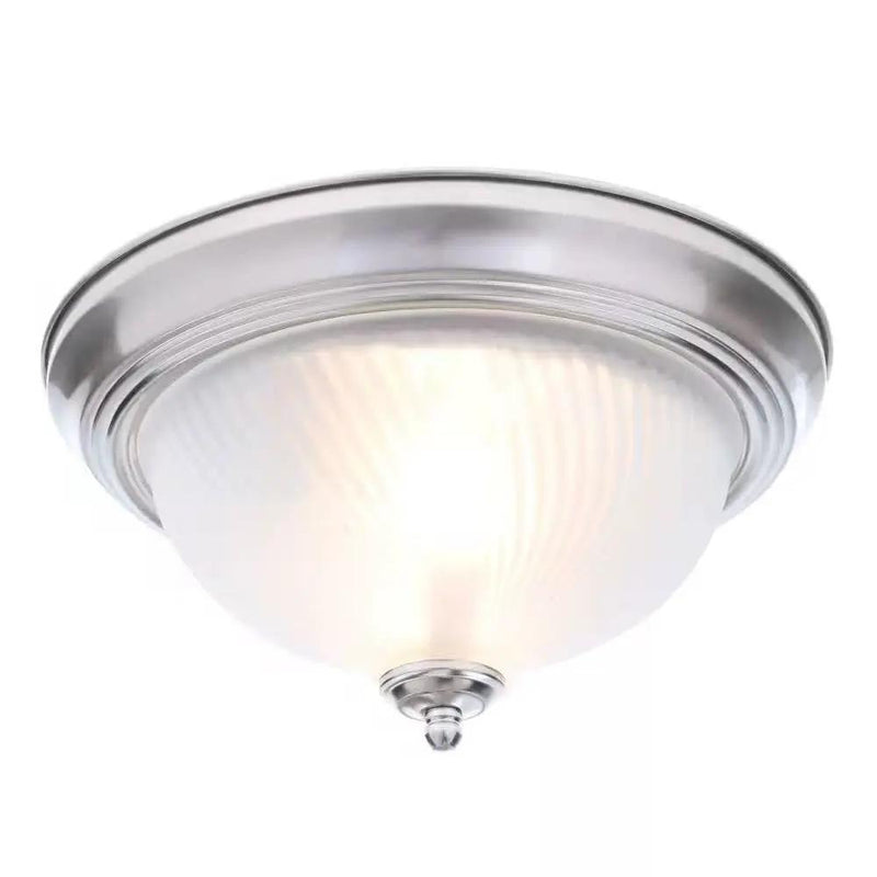 Round 11-inch Brushed Nickel Flush Mount Ceiling Light with Frosted Glass Shade by HomePacific