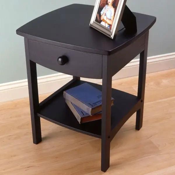 Black 1-Drawer Bedroom Nightstand Contemporary End Table by HomePacific