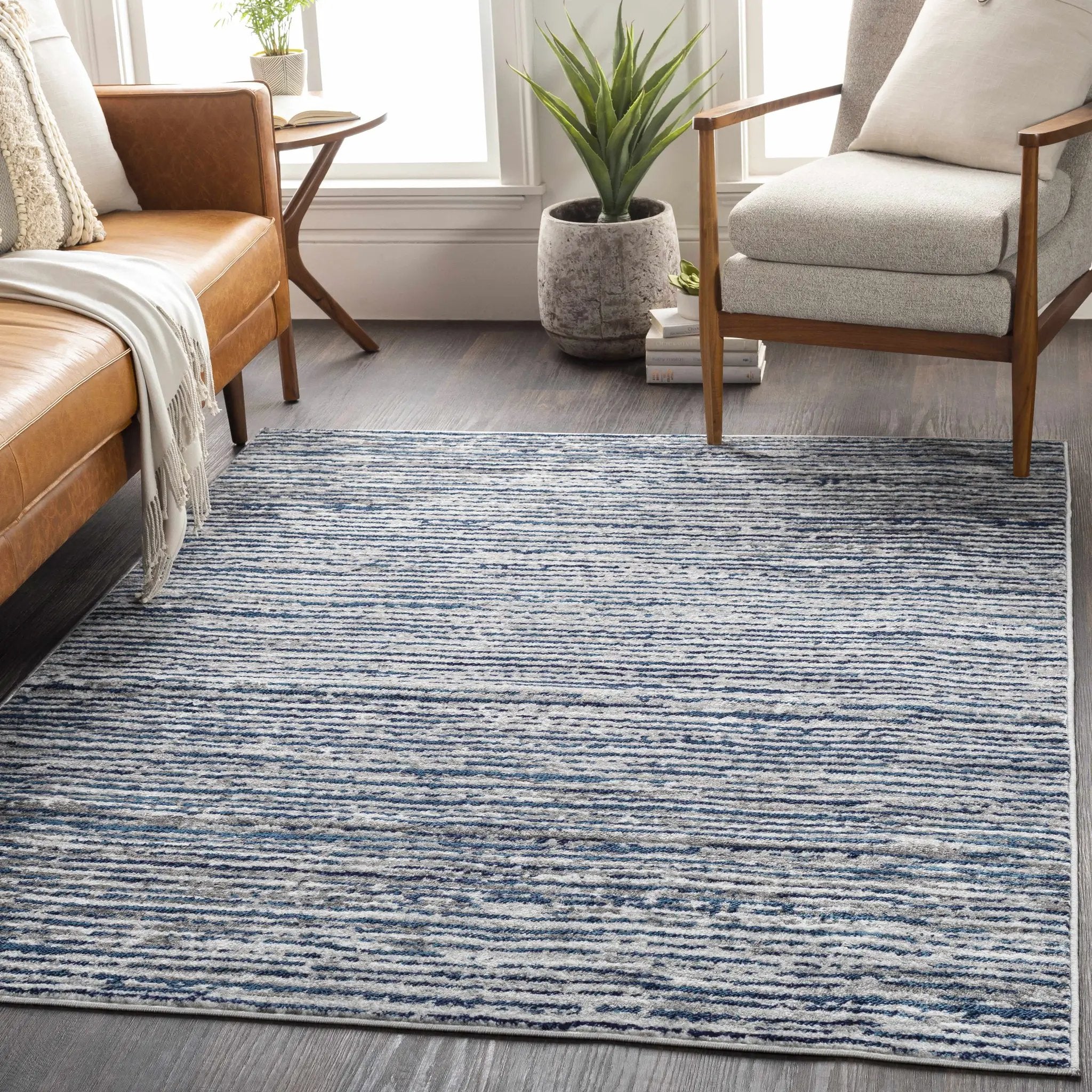 Bowmansdale Striped Navy Rug by Boutique Rugs