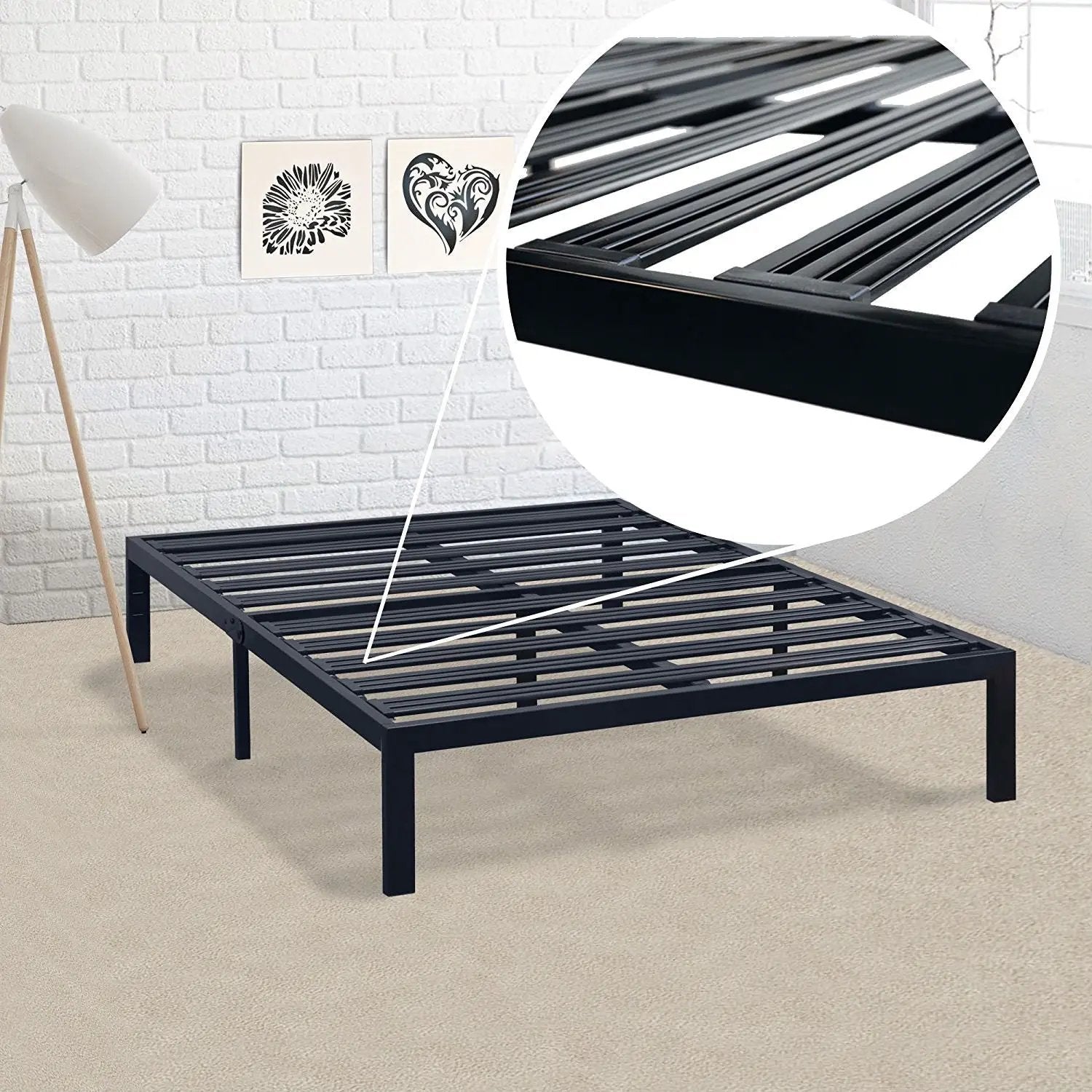 California King Metal Platform Bed Frame with Heavy Duty Slats by HomePacific