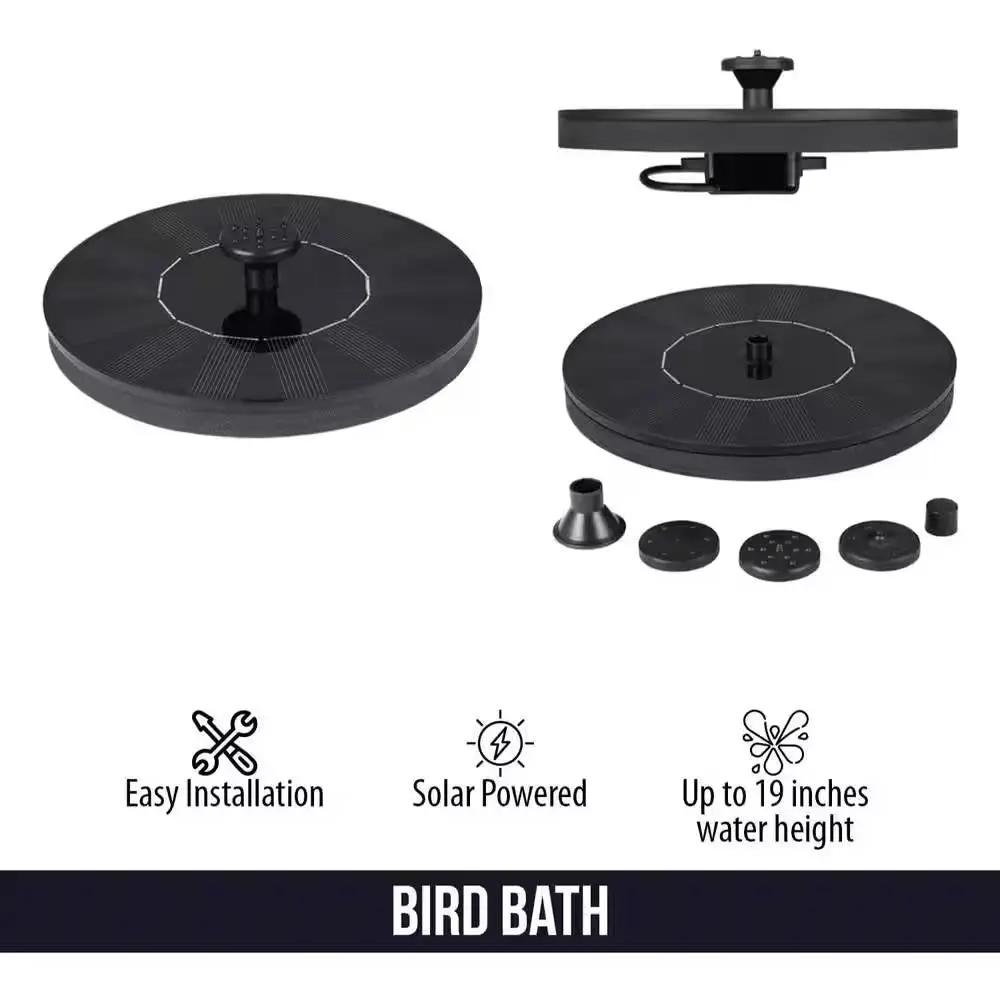 Solar Powered Birdbath to Water Fountain Kit with 4 Nozzle Heads by HomePacific