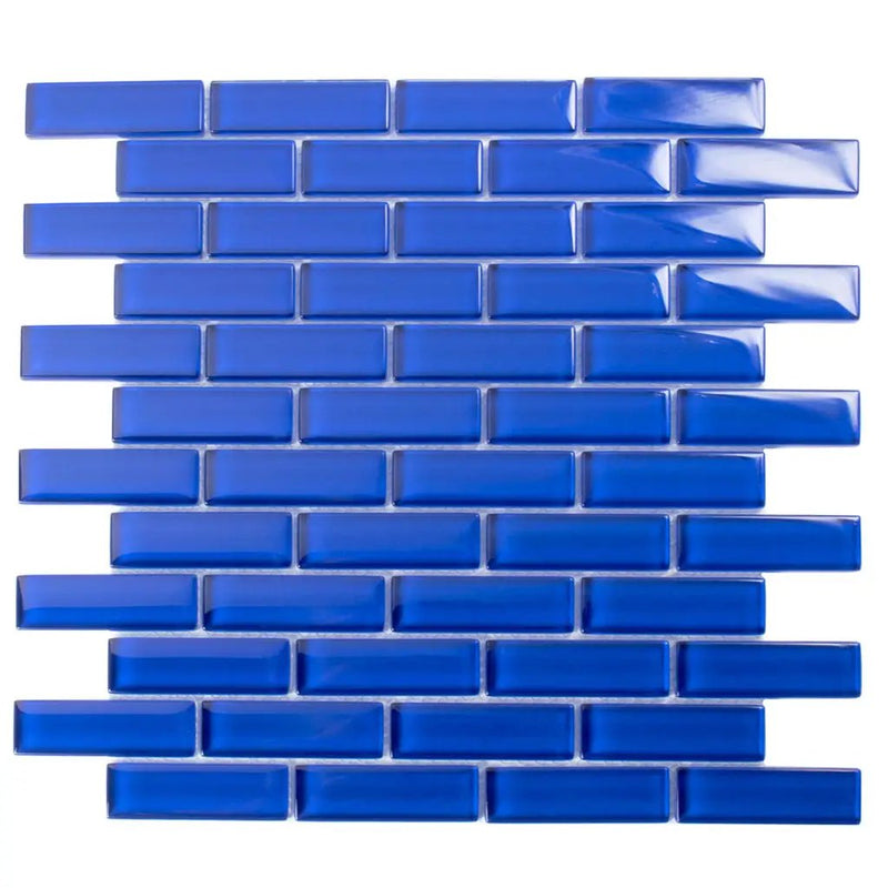 Cobalt Blue 12x12 Glossy Brick Glass Mosaic Tile (5 pack, 4.92 sq ft/case) by Apollo Tile