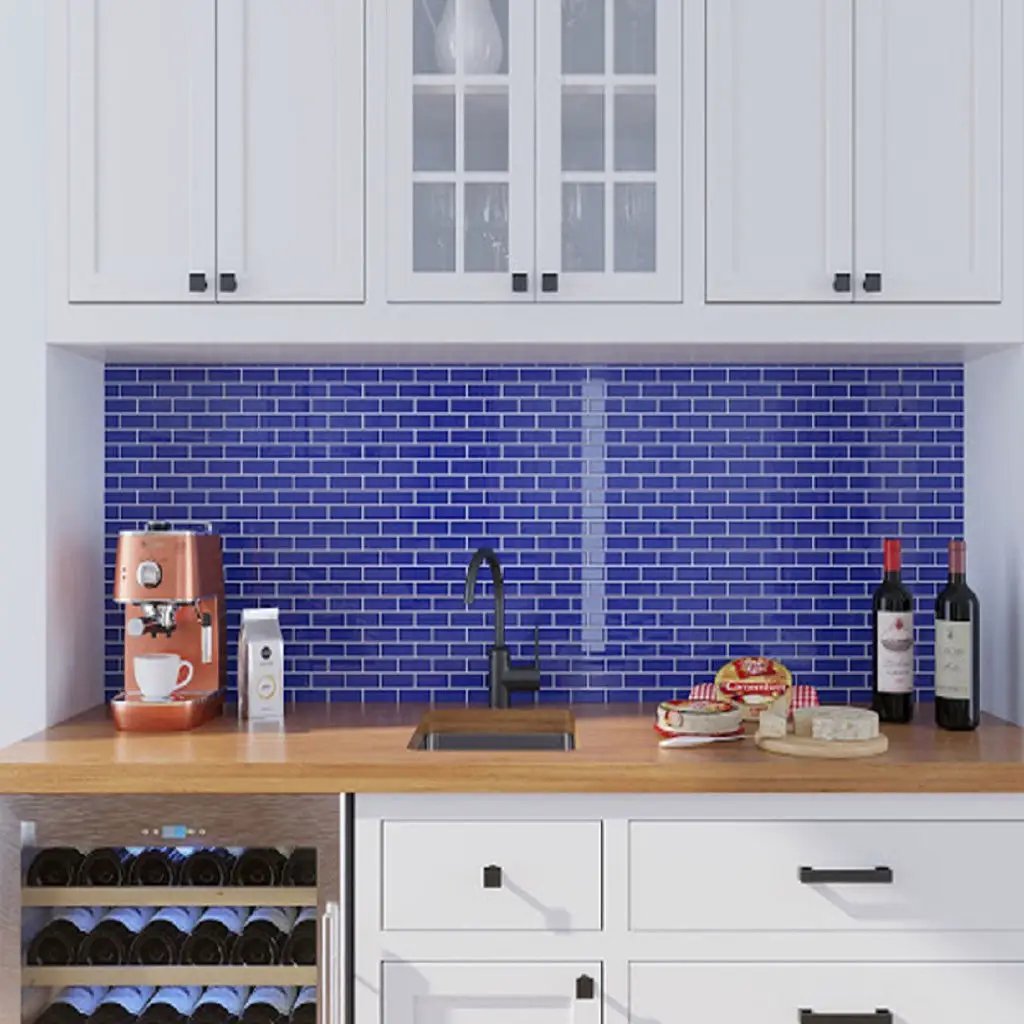 Cobalt Blue 12x12 Glossy Brick Glass Mosaic Tile (5 pack, 4.92 sq ft/case) by Apollo Tile