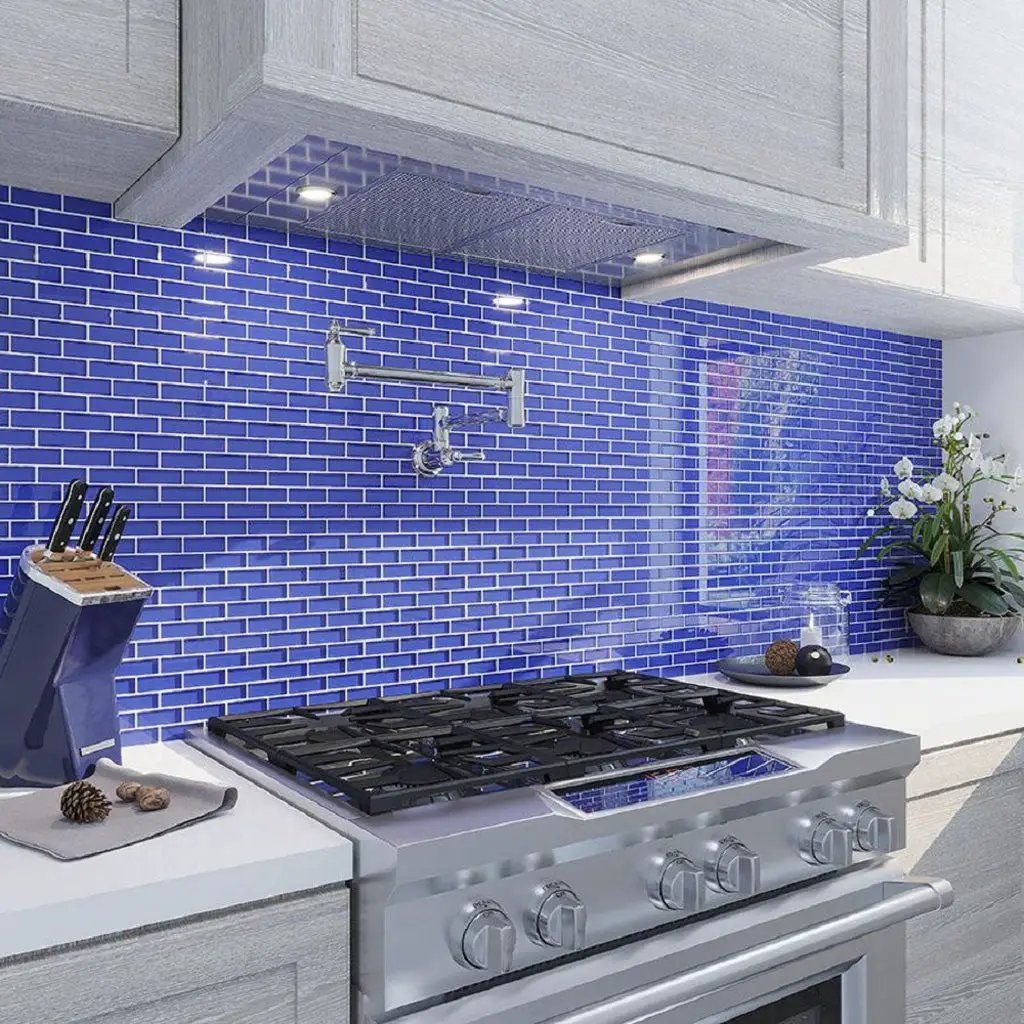 Cobalt Blue 12x12 Glossy Brick Glass Mosaic Tile (5 pack, 4.92 sq ft/case) by Apollo Tile