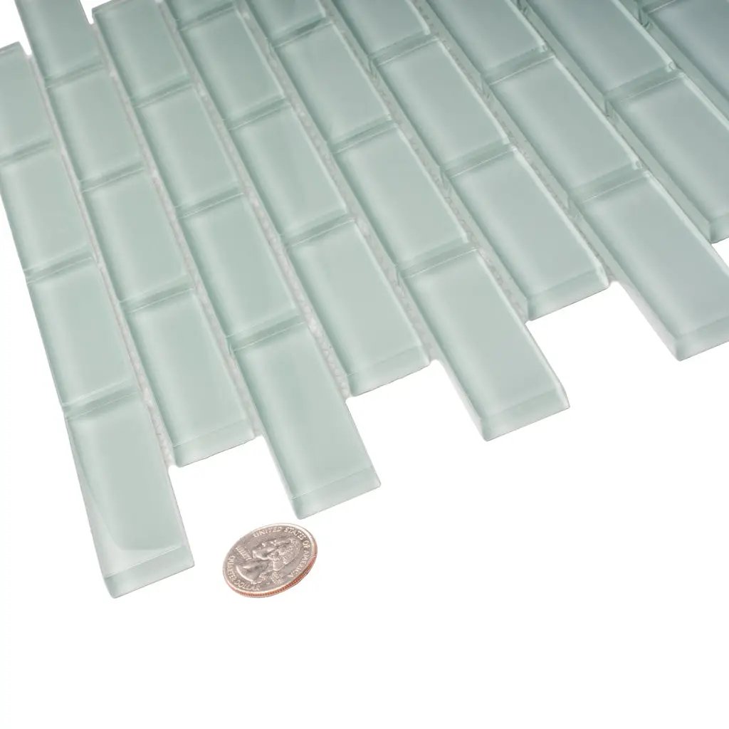 Blizzard Blue 12x12 Glossy Brick Glass Mosaic Tile (5 pack, 4.92 sq ft/case) by Apollo Tile