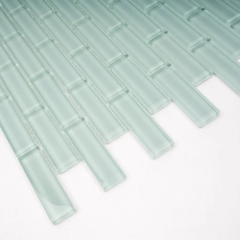 Blizzard Blue 12x12 Glossy Brick Glass Mosaic Tile (5 pack, 4.92 sq ft/case) by Apollo Tile