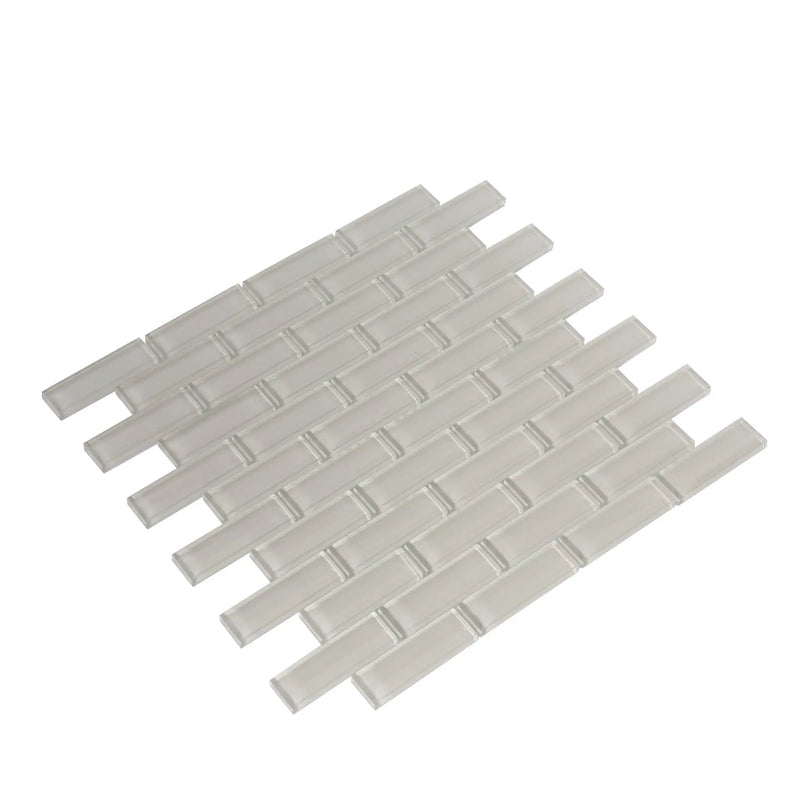 Light Taupe Beige 12x12 Glossy Brick Glass Mosaic Tile (5 pack, 4.92 sq ft/case) by Apollo Tile