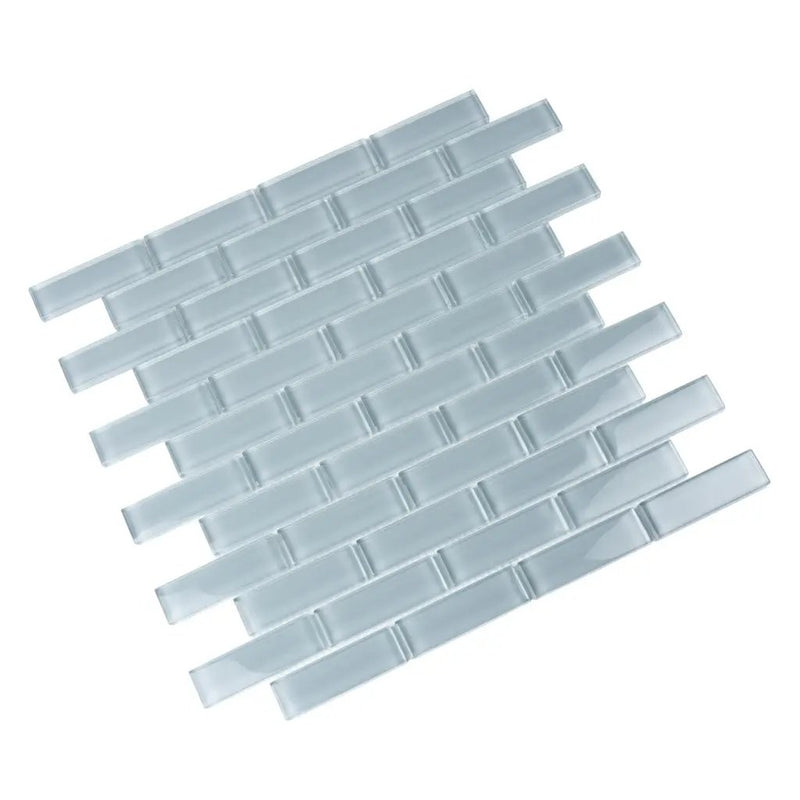 Gray 12x12 Glossy Brick Glass Mosaic Tile (5 pack, 4.92 sq ft/case) by Apollo Tile