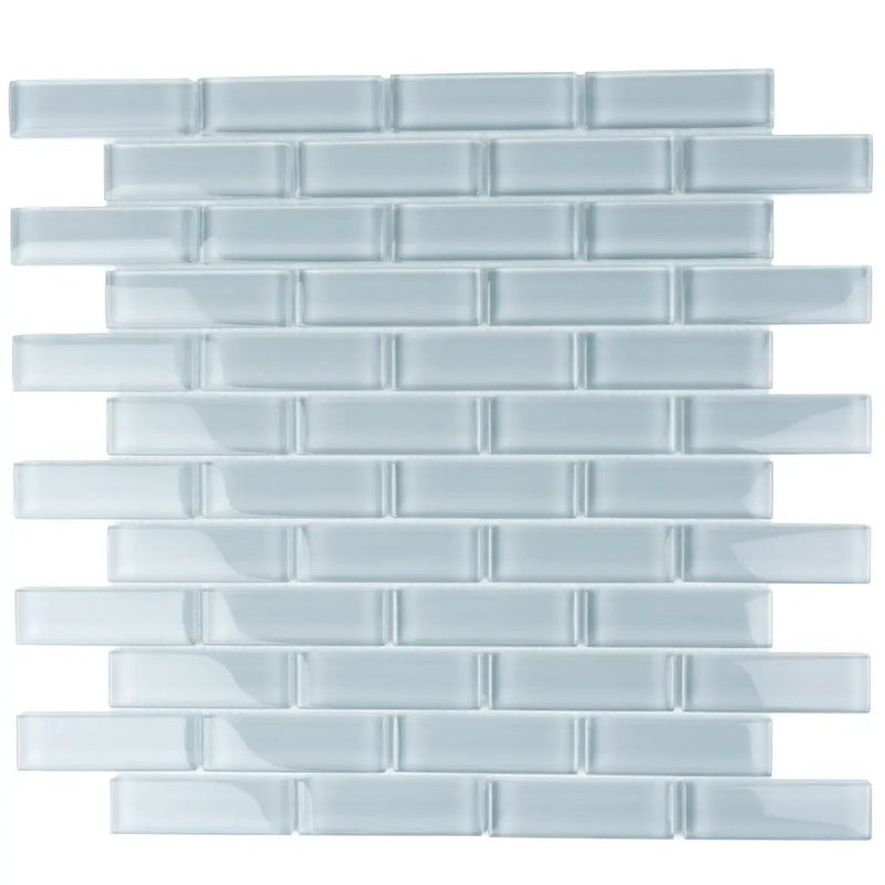 Gray 12x12 Glossy Brick Glass Mosaic Tile (5 pack, 4.92 sq ft/case) by Apollo Tile