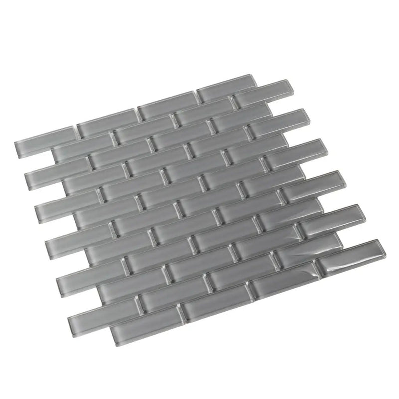 Coin Gray 12x12 Glossy Brick Glass Mosaic Tile (5 pack, 4.92 sq ft/case) by Apollo Tile