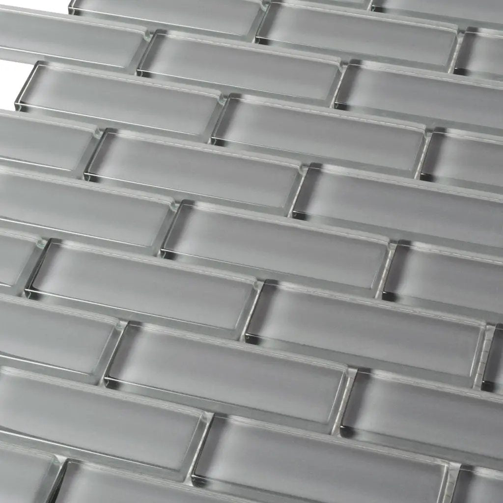 Coin Gray 12x12 Glossy Brick Glass Mosaic Tile (5 pack, 4.92 sq ft/case) by Apollo Tile