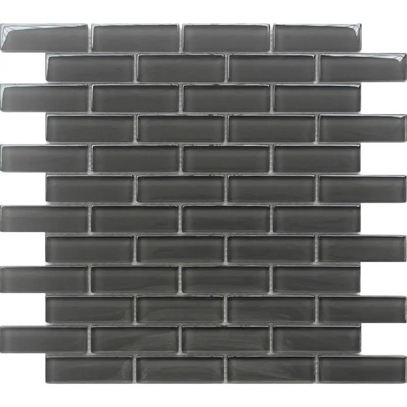 Ash Gray 12x12 Glossy Glass Brick Look Mosaic Tile (5 pack, 4.92 sq ft/case) by Apollo Tile