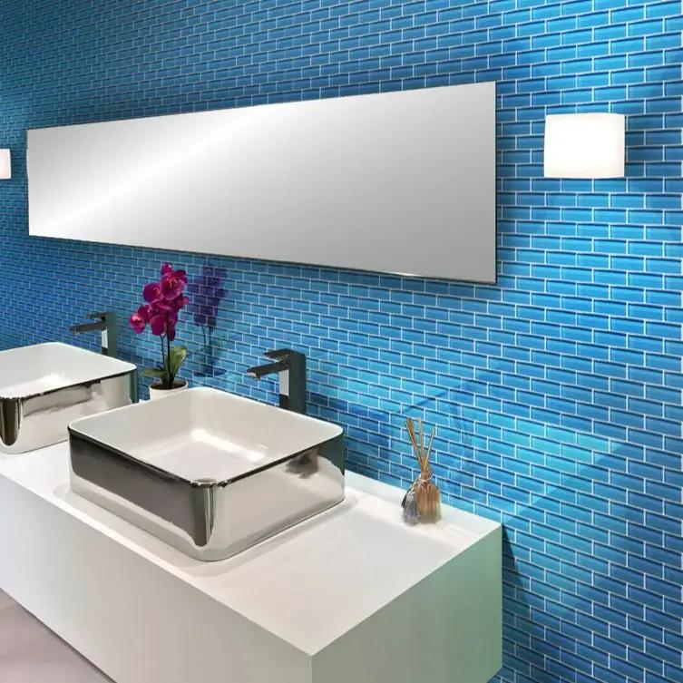 Cerulean Blue 12x12 Glossy Glass Mosaic Tile (5 pack, 4.92 sq ft/case) by Apollo Tile