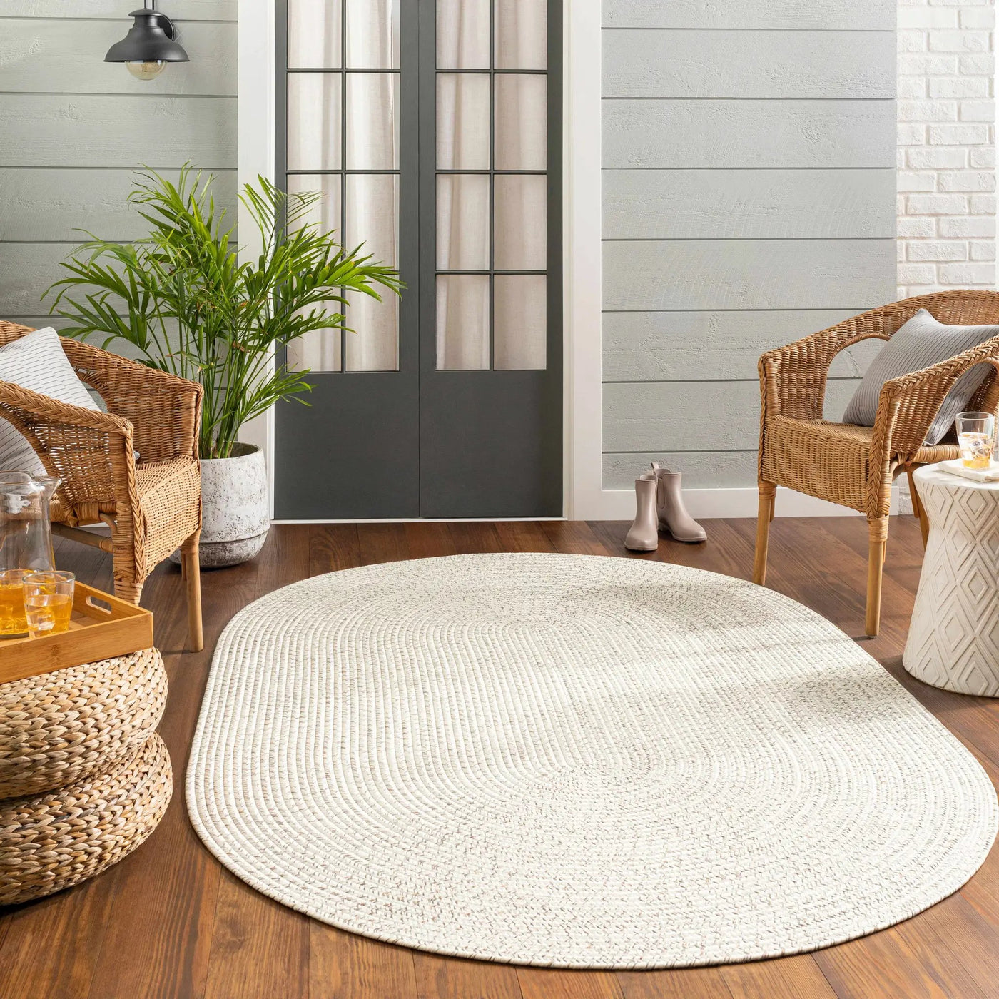 Beige Braided Faux Jute Outdoor Rug by Boutique Rugs