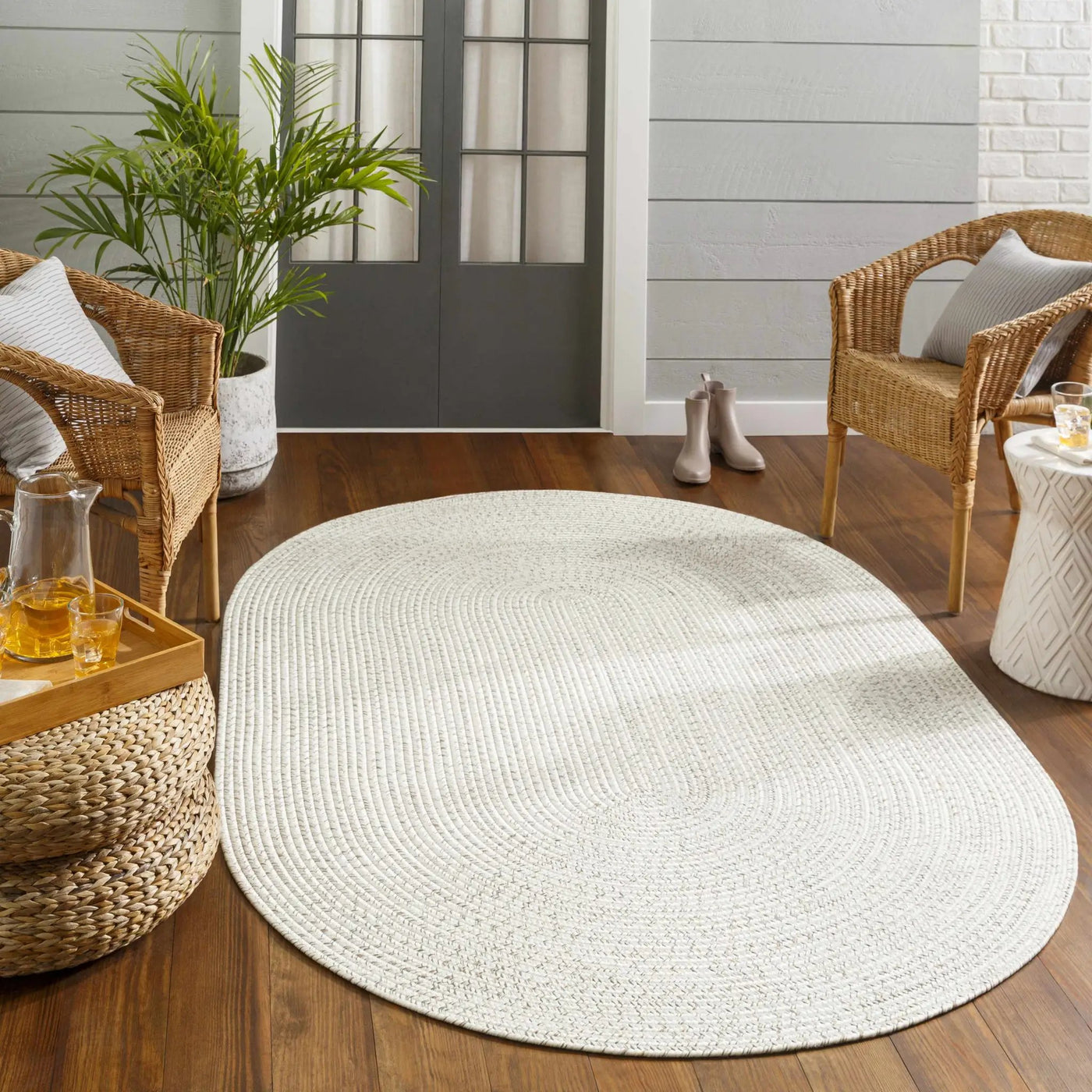 Beige Braided Faux Jute Outdoor Rug by Boutique Rugs