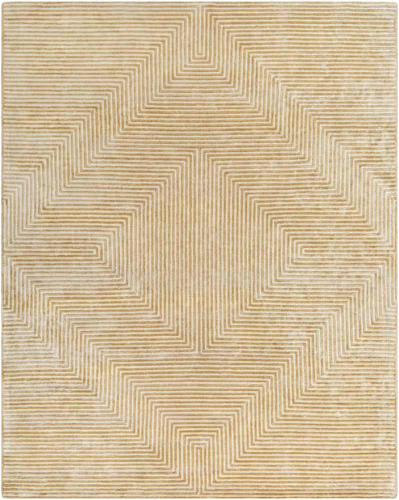Quartz Patterned Sheen Beige Viscose Rug by Boutique Rugs
