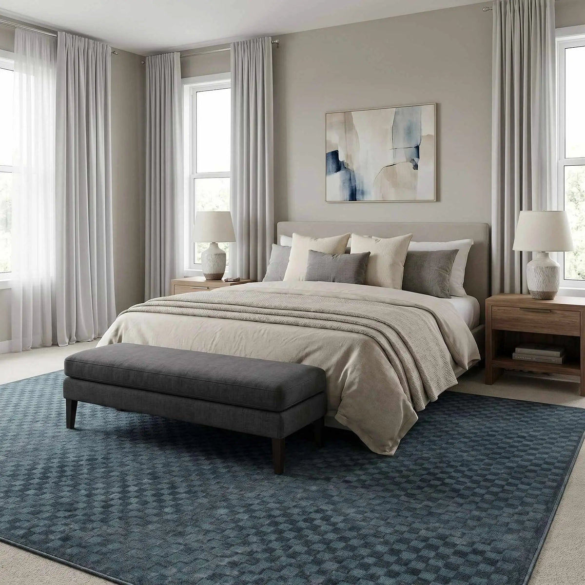 Gaiwan Oil Green Washable Area Rug, installed in a room 3