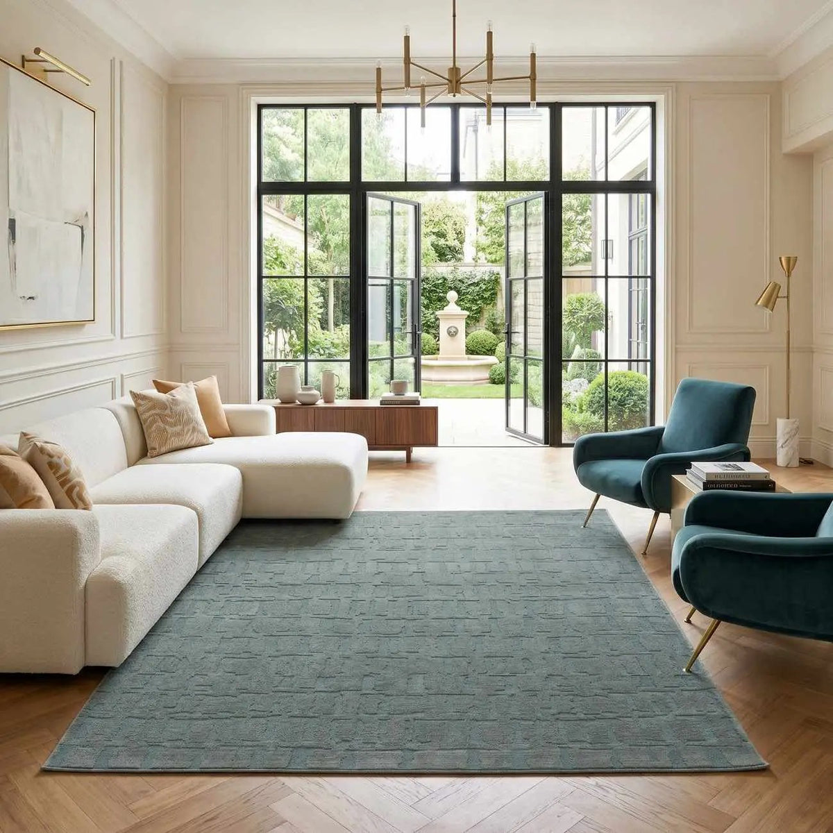 Dragan Gray Modern Washable Area Rug, installed in a room