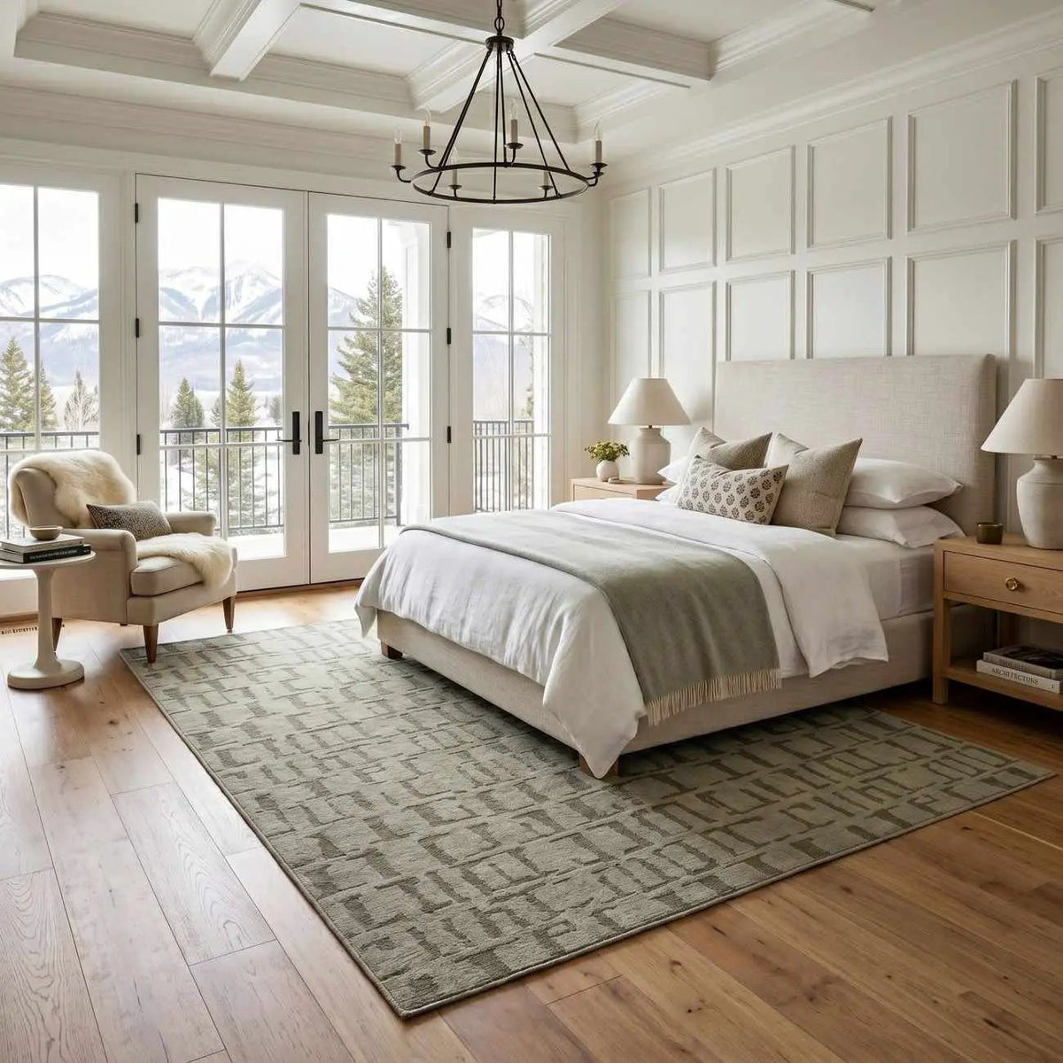 Dragan Green Modern Washable Area Rug, installed in a room 3