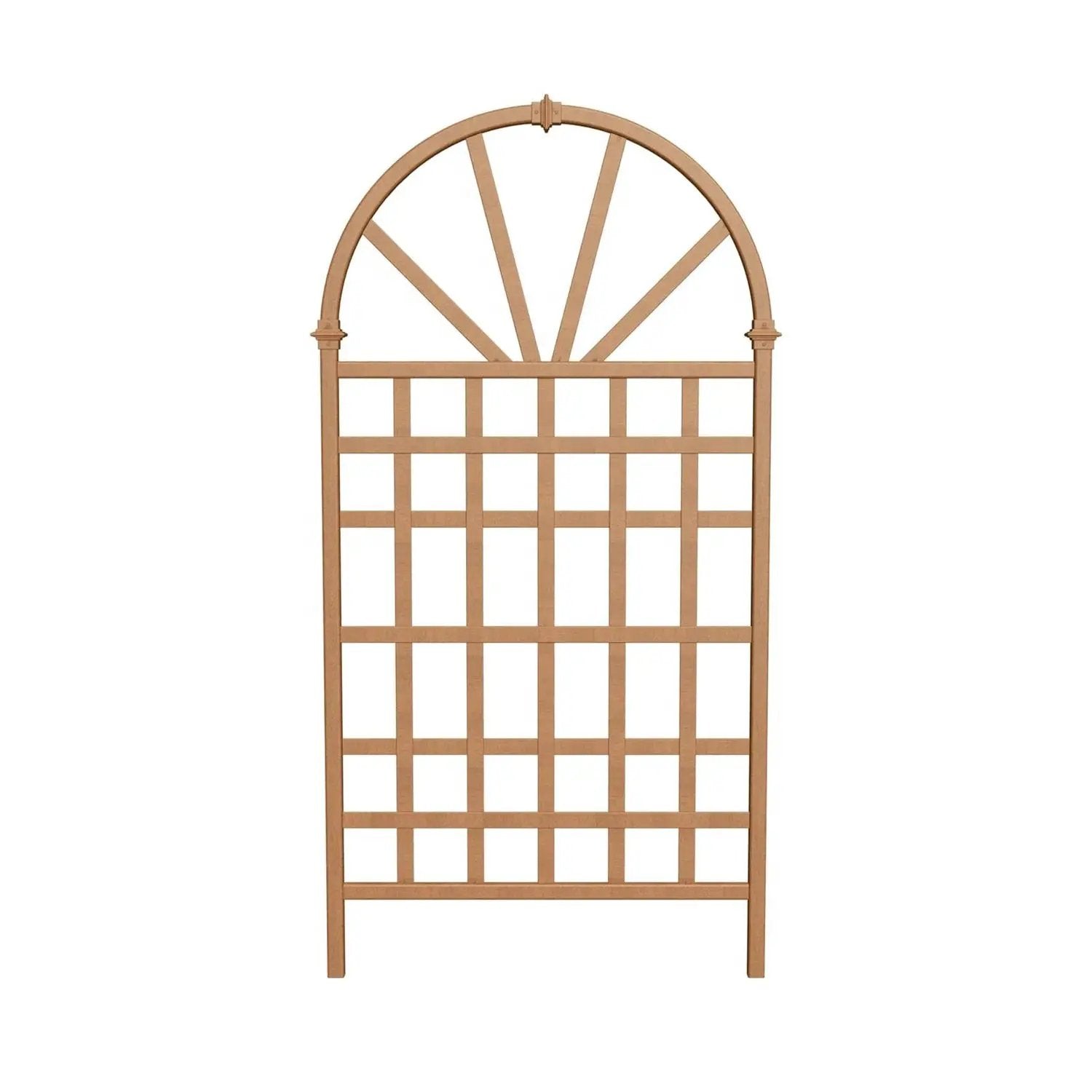 77-inch Outdoor Light Brown Vinyl Lattice Garden Trellis with Arched Top by HomePacific