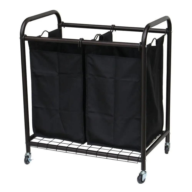 Bronze Laundry Hamper Cart with 2 Black Sorter Bags by HomePacific