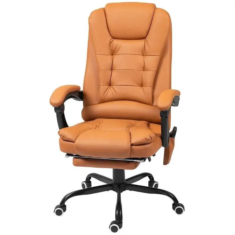 Brown 7 Mode Vibrating High Back Executive Massage Adjustable Office Chair by HomePacific