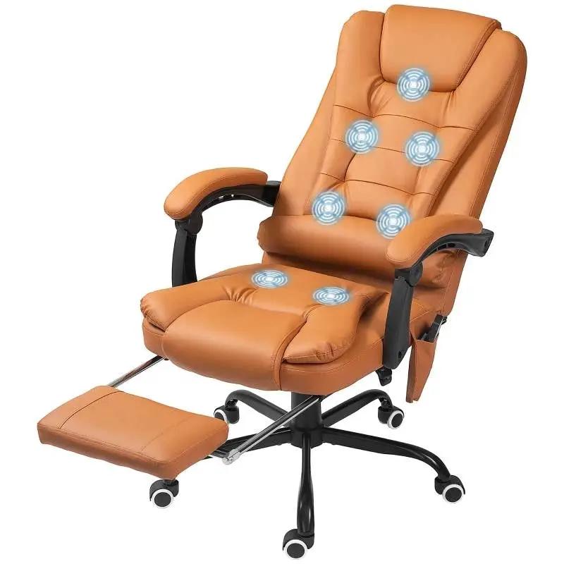 Brown 7 Mode Vibrating High Back Executive Massage Adjustable Office Chair by HomePacific