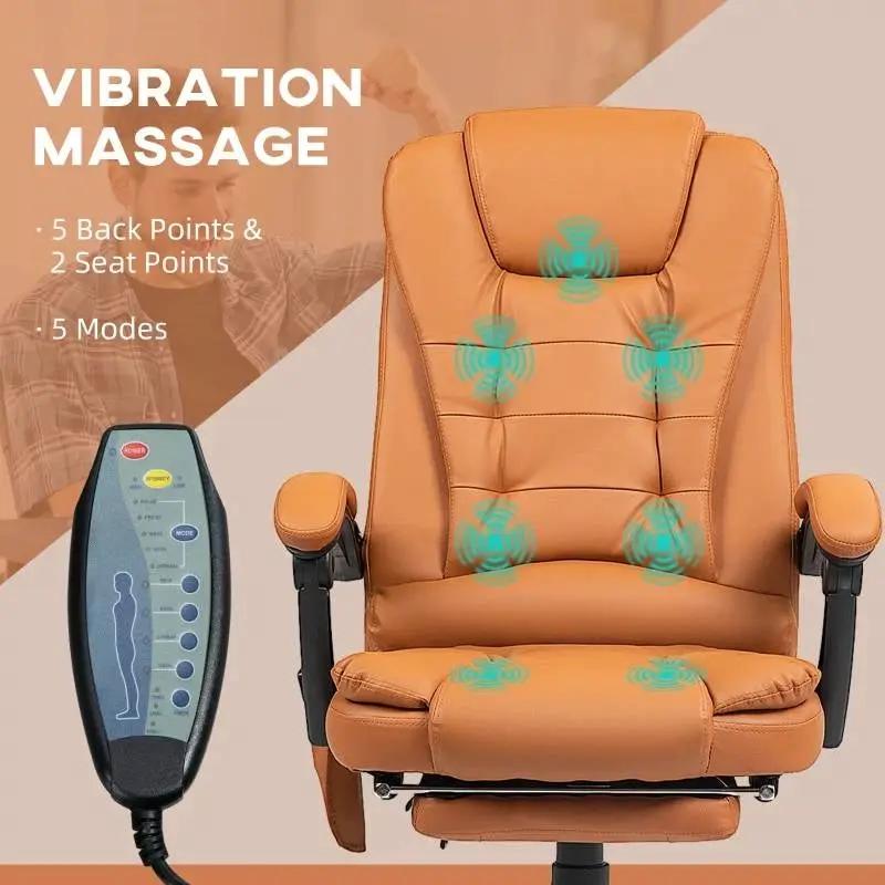 Brown 7 Mode Vibrating High Back Executive Massage Adjustable Office Chair by HomePacific