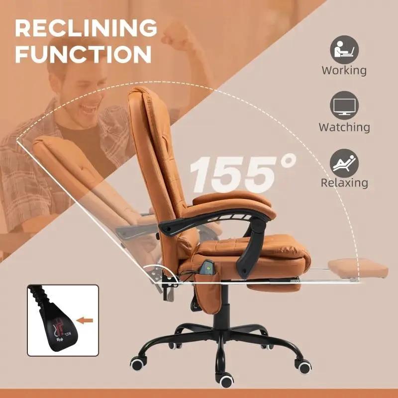 Brown 7 Mode Vibrating High Back Executive Massage Adjustable Office Chair by HomePacific