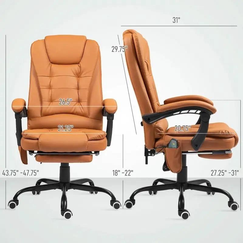 Brown 7 Mode Vibrating High Back Executive Massage Adjustable Office Chair by HomePacific