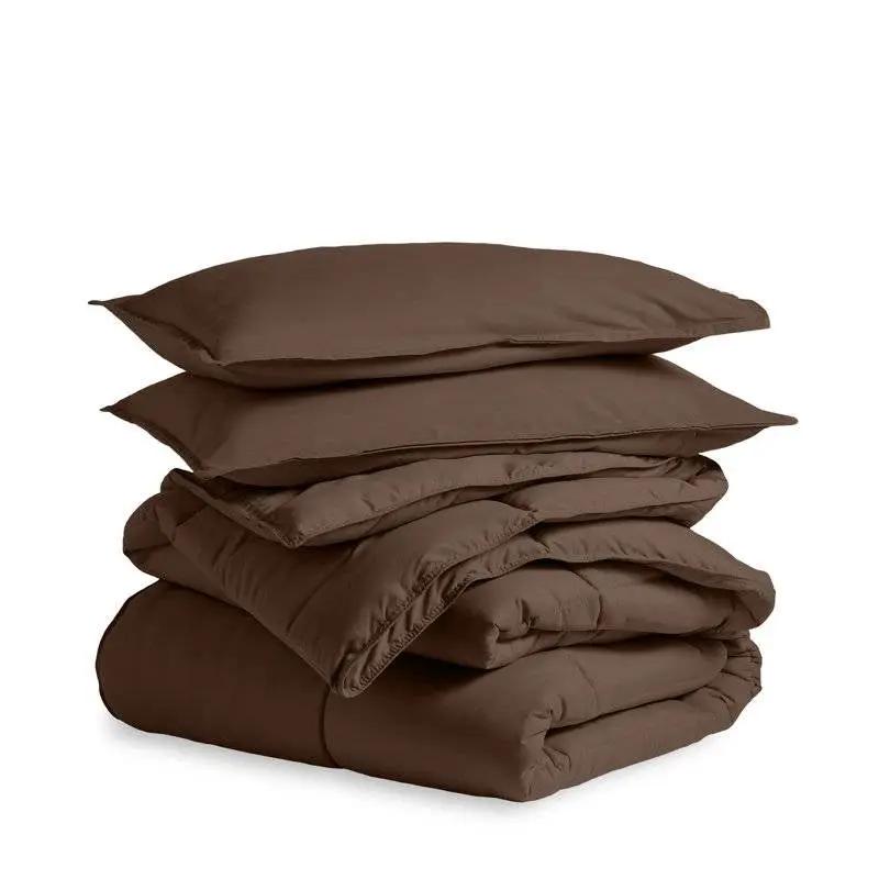 King / CAL King 3-Piece Down Alternative Comforter Set in Chocolate Brown by HomePacific