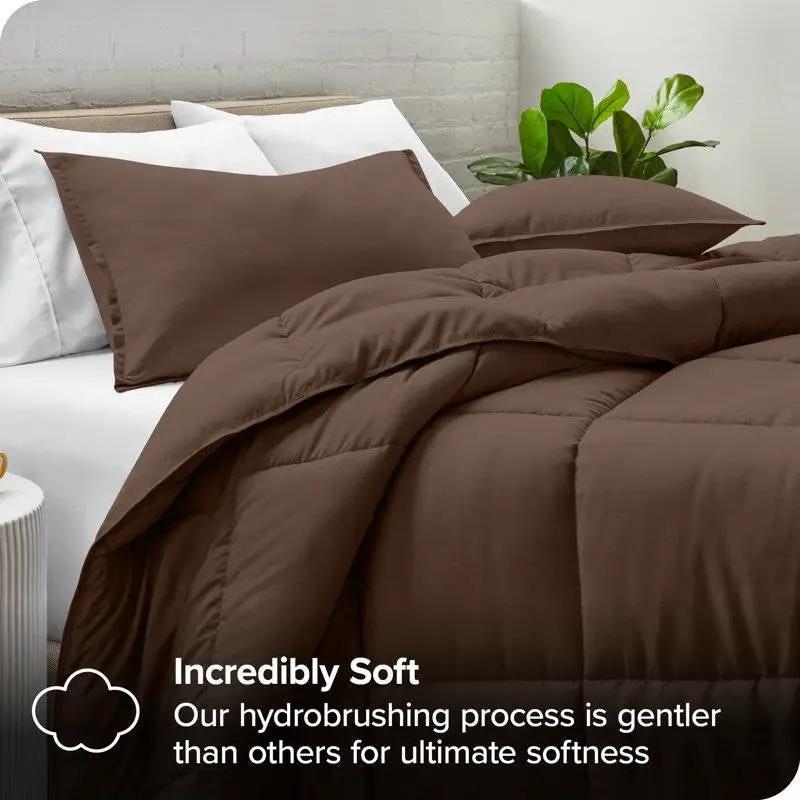 King / CAL King 3-Piece Down Alternative Comforter Set in Chocolate Brown by HomePacific