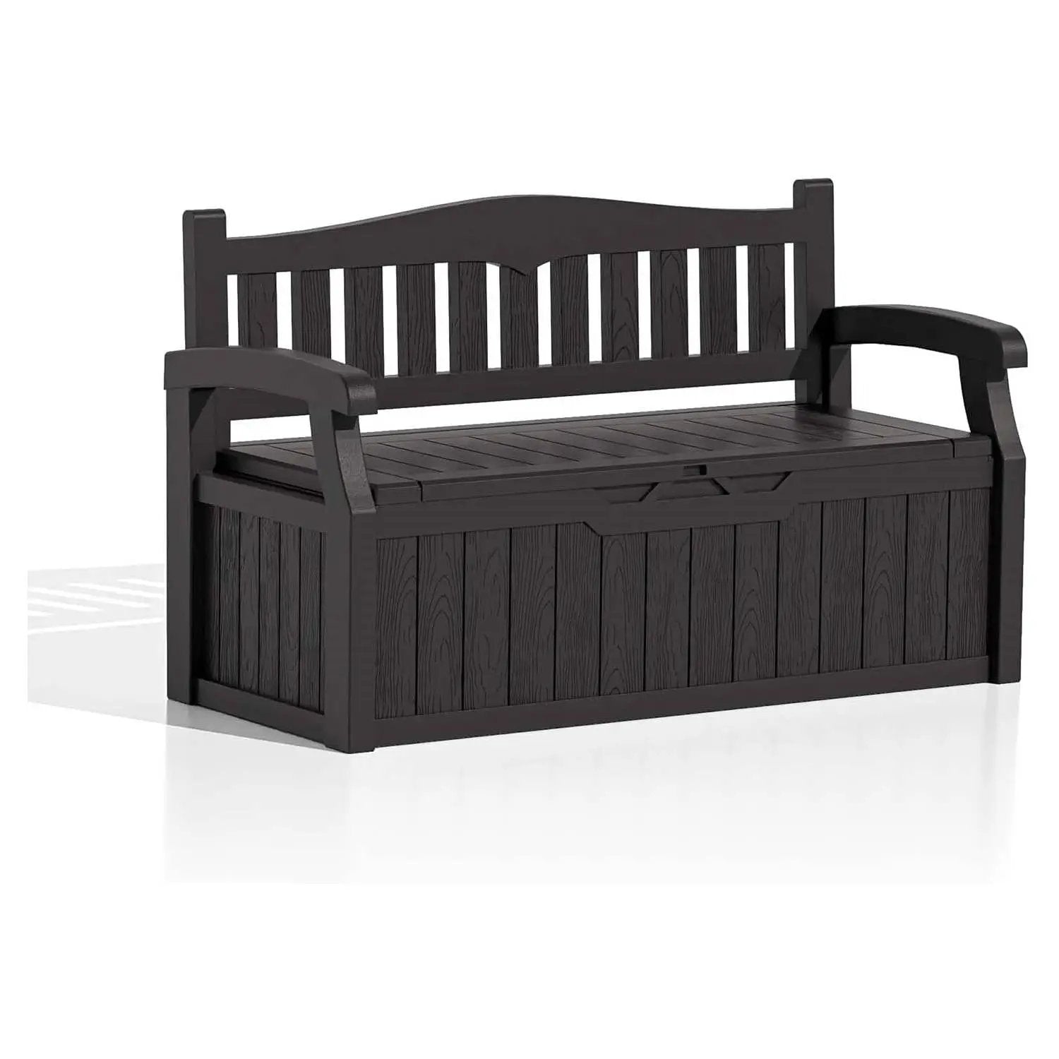 Heavy Duty Brown Plastic Outdoor Storage Garden Bench Patio Deck Box by HomePacific