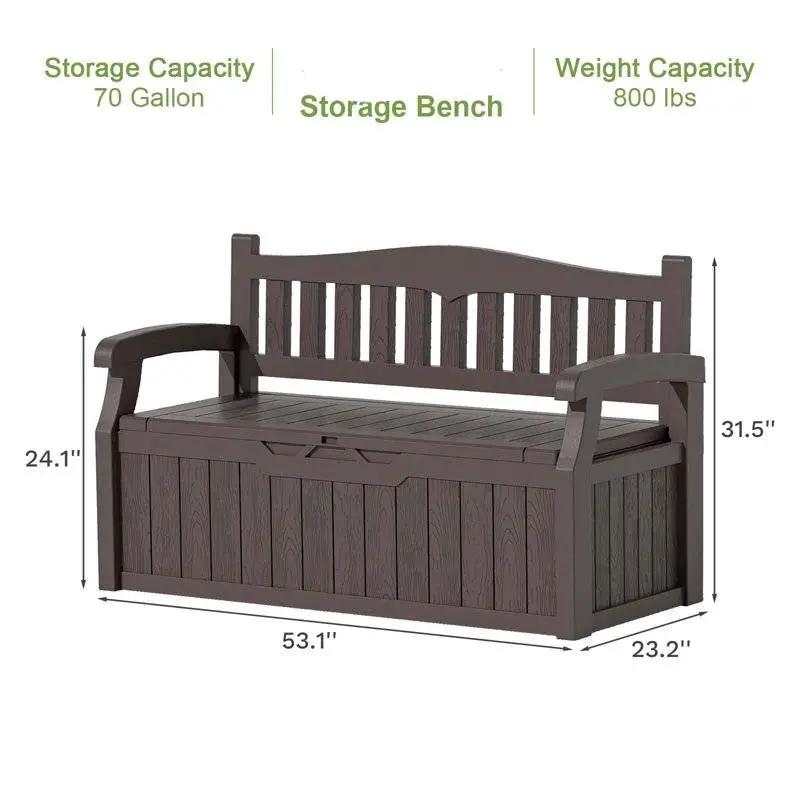 Heavy Duty Brown Plastic Outdoor Storage Garden Bench Patio Deck Box by HomePacific
