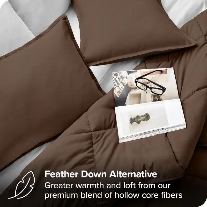Twin size Down Alternative Comforter Set in Chocolate Brown Color by HomePacific