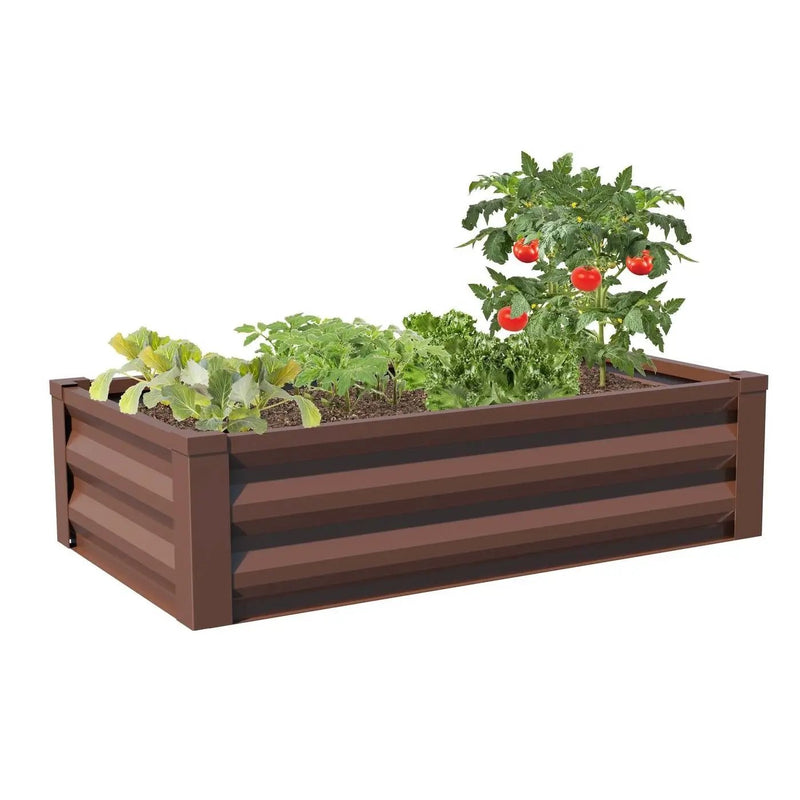 Brown Powder Coated Metal Raised Garden Bed Planter Made In USA by HomePacific