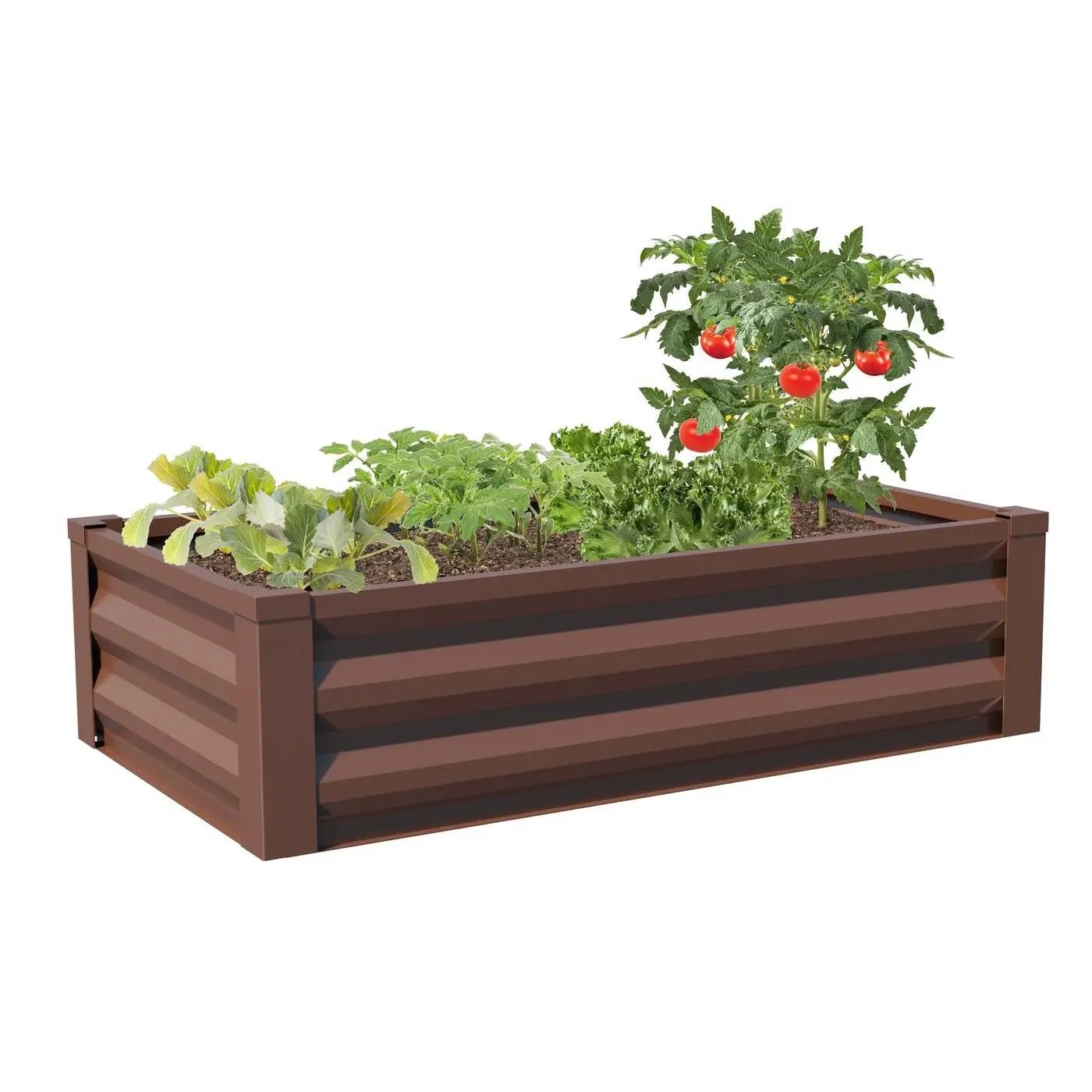 Brown Powder Coated Metal Raised Garden Bed Planter Made In USA by HomePacific