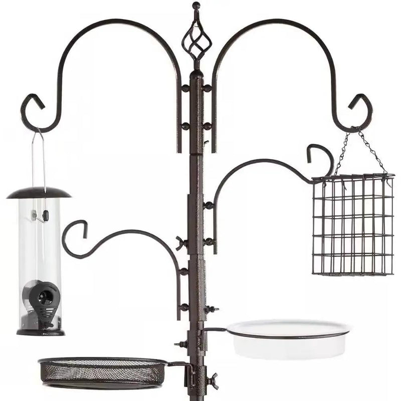 Complete Bird Feeder Set with Bronze Metal Stand Suet Water Bowl Tube and Tray by HomePacific