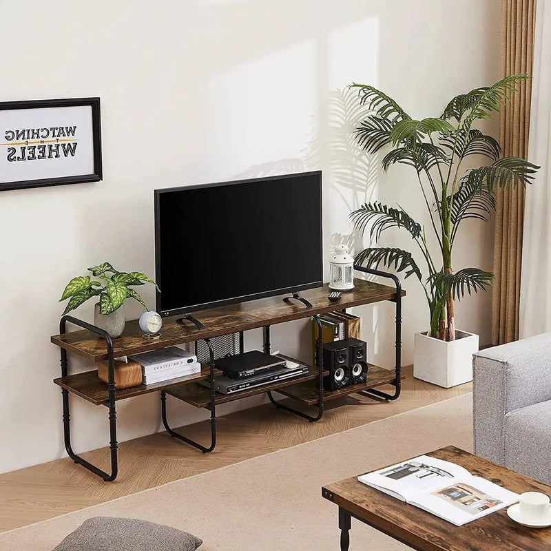 Modern Industrial Metal Wood Entertainment Center TV Stand for TV up to 60-inch by HomePacific
