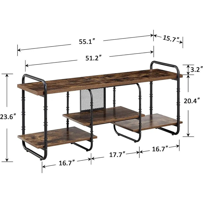 Modern Industrial Metal Wood Entertainment Center TV Stand for TV up to 60-inch by HomePacific