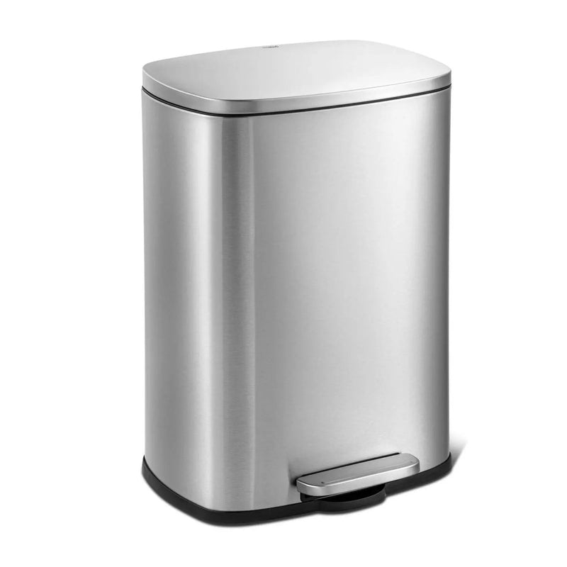 13 Gallon Brushed Stainless Steel Kitchen Trash Can with Step Open Lid by HomePacific