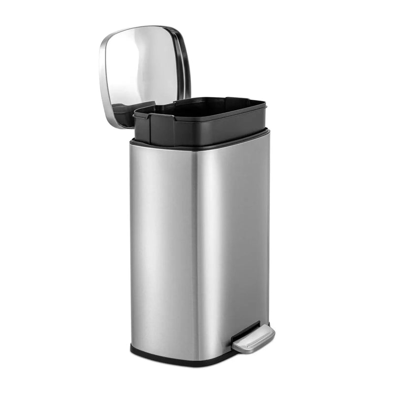 13 Gallon Brushed Stainless Steel Kitchen Trash Can with Step Open Lid by HomePacific