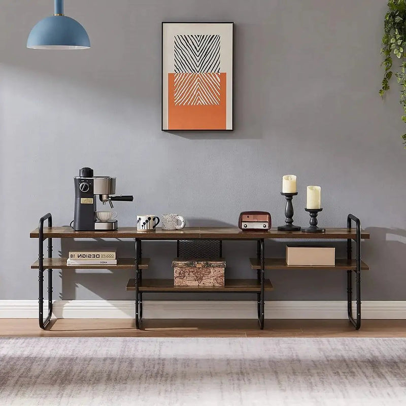 Industrial Modern Metal Wood Entertainment Center TV Stand for TV up to 75-inch by HomePacific