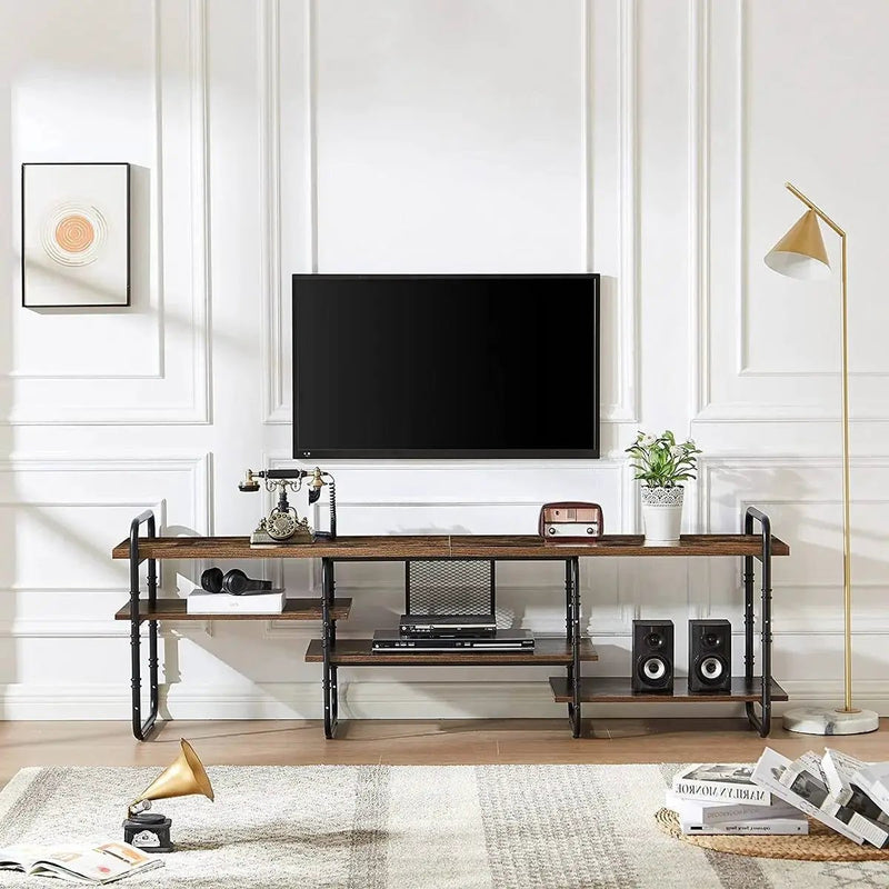 Modern Metal Wood Industrial Entertainment Center TV Stand for TV up to 65-inch by HomePacific