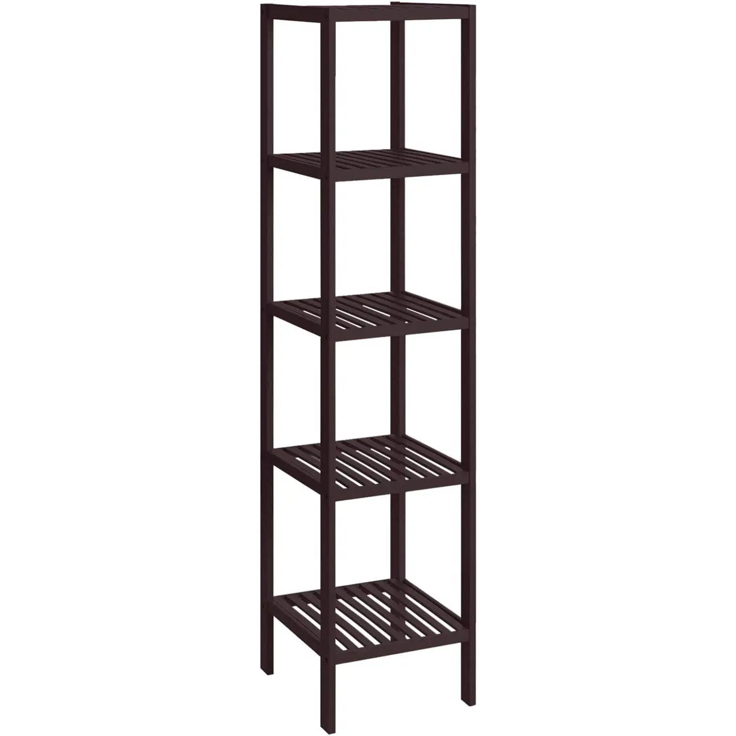 Brown Bamboo Wood 4-Shelf Versatile Storage Unit Rack Narrow Bookcase by HomePacific