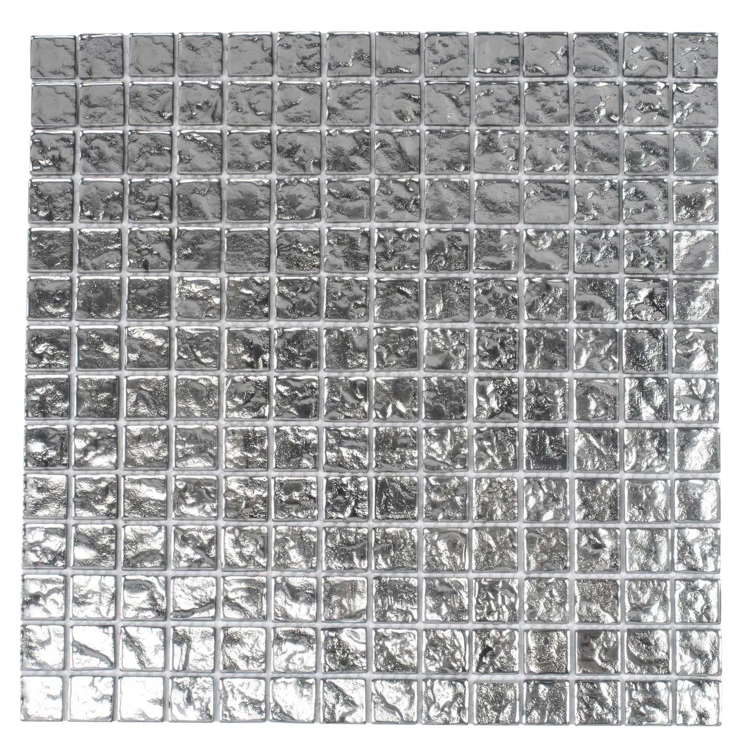 Silver 12x12 Polished Square Glass Mosaic Tile (5 pack, 4.75 sq ft/case) by Apollo Tile